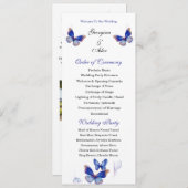 Minimalist Blue Editable Photo Wedding Program Programma (Voorkant / Achterkant)
