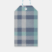 Minimalist Blue Gray Plaid Merry Christmas Cadeaulabel (Achterkant)
