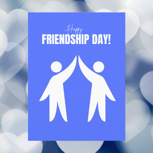 Minimalist Blue High-Five Happy Friendship Day Briefkaart