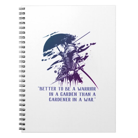 Minimalist Blue Ink Samurai Warrior Spiral Notitieboek (Voorkant)