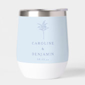 Minimalist Blue Palm Tree Line Art Custom Wedding (Gauche)