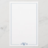 Minimalist Blue Three Letter Monogram Briefpapier (Voorkant)