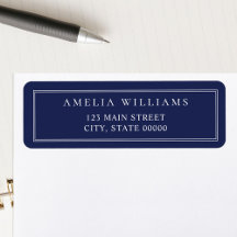 Minimalist Blue Two Border Return Address