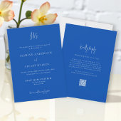 Minimalist Blue Wedding Invitation QR Website link