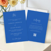 Minimalist Blue Wedding Invitation QR Website link