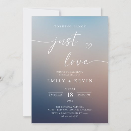 Minimalist Blurred Gradient Script Elegant Wedding Kaart (Voorkant)
