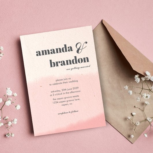 Minimalist Blush & Bloom Bold Script Wedding Kaart