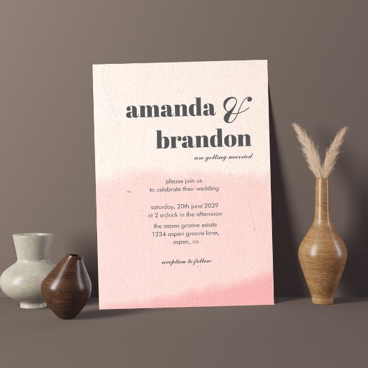 Minimalist Blush & Bloom Bold Script Wedding Kaart