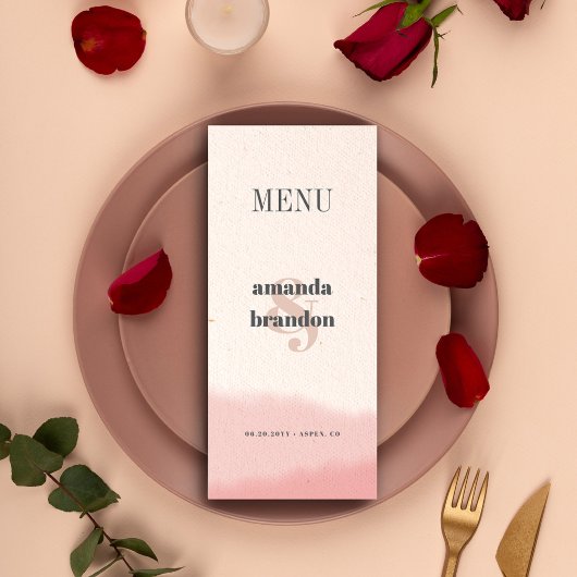 Minimalist Blush & Bloom Bold Script Wedding Menu