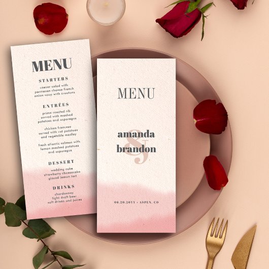 Minimalist Blush & Bloom Bold Script Wedding Menu