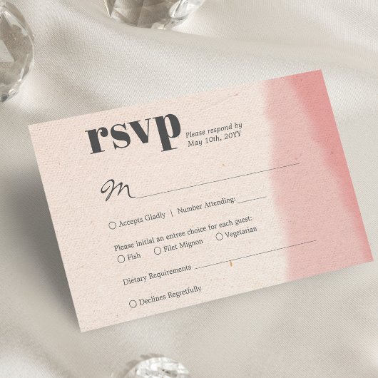 Minimalist Blush & Bloom Bold Script Wedding RSVP Kaartje