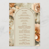 Minimalist Boho Copper Ivory Sage Floral Wedding  Programma (Achterkant)