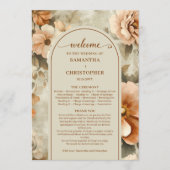 Minimalist Boho Copper Ivory Sage Floral Wedding  Programma (Voorkant)