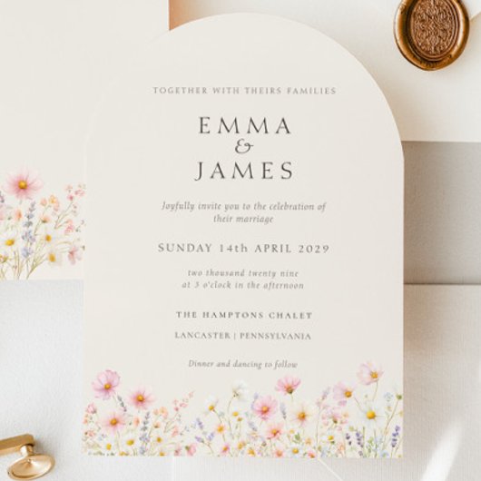 Minimalist Boho Floral Wedding Invitation