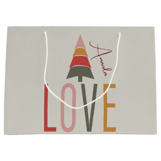 Minimalist Boho gepersonaliseerd met naam Kerstmis Groot Cadeauzakje (Voorkant)