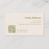 Minimalist boho leaves frame pastel earthy QR code Visitekaartje (Achterkant)