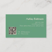 Minimalist boho leaves frame pastel green QR code Visitekaartje (Achterkant)