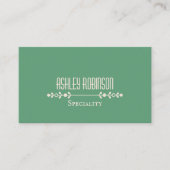 Minimalist boho leaves frame pastel green QR code Visitekaartje (Voorkant)