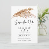 Minimalist Boho Pampas Grass Save the Date Kaart (Staand voorkant)