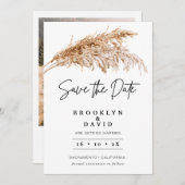 Minimalist Boho Pampas Grass Save the Date Kaart (Voorkant / Achterkant)