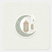Minimalist Boho Ramadan Moon & Lantern Sticker (Devant)