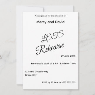 Minimalist Boho Rehearsal Invitation card