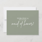 Minimalist Boho Sage Green Maid of Honor proposal (Voorkant)