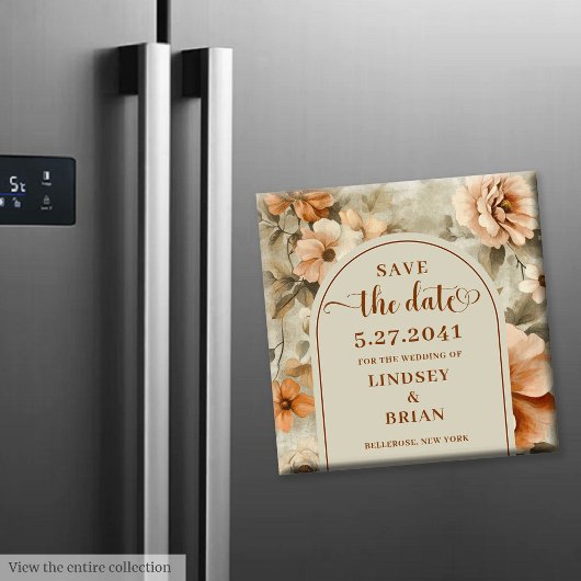 Minimalist Boho Terra Cotta Beige Sage Save Date Magneet