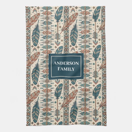 Minimalist Boho Towel Custom Name Pastel Design Theedoek (Verticaal)