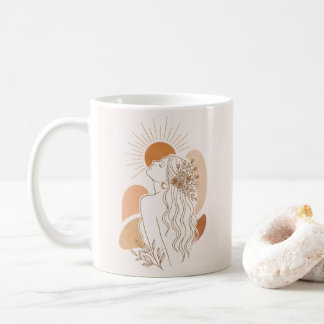 Minimalist Boho Woman Art Mug Koffiemok