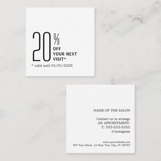Minimalist Bold Black White Coupon (Devant / Derrière)