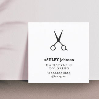 Minimalist Bold Black White Hair Salon Vierkante Visitekaartje