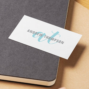 Minimalist Bold Blue Grey White Consultant Visitekaartje