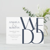 Minimalist Bold Navy White Wedding Invitation (Debout devant)