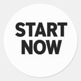 Minimalist bold start now text ronde sticker