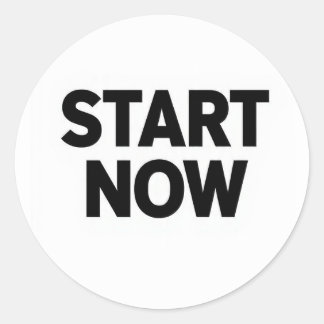 Minimalist bold start now text ronde sticker