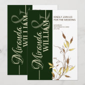 Minimalist Botanical Green Wedding Invitation (Devant / Derrière)