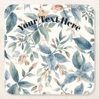 Minimalist Botanical Harmony – Soft Green & Beige  Vierkante Kartonnen Onderzetter