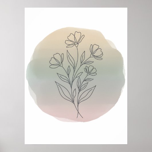 Minimalist Botanical Line Art Poster (Devant)