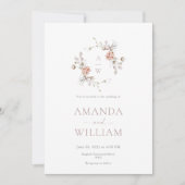Minimalist Botanical Monogram Invitation (Devant)