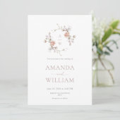 Minimalist Botanical Monogram Invitation Kaart (Staand voorkant)