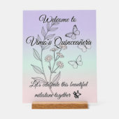 Minimalist Botanical Quinceañera Acrylic Sign (Recto)