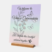 Minimalist Botanical Quinceañera Acrylic Sign (Angle)