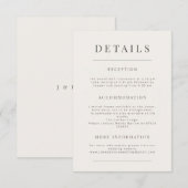 Minimalist Botanical Wedding Warm White Informatiekaartje (Voorkant / Achterkant)