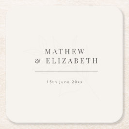 Minimalist botanical Wedding  | Warm White Vierkante Kartonnen Onderzetter