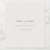 Minimalist Botanical Wedding | Warm White Wijn Etiket (Enkel label)