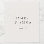 Minimalist Botanical Wedding | Warm White Wijn Etiket (Enkel label)