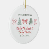 Minimalist Bow and Tree We're Expecting Parents Keramisch Ornament (Rechts)