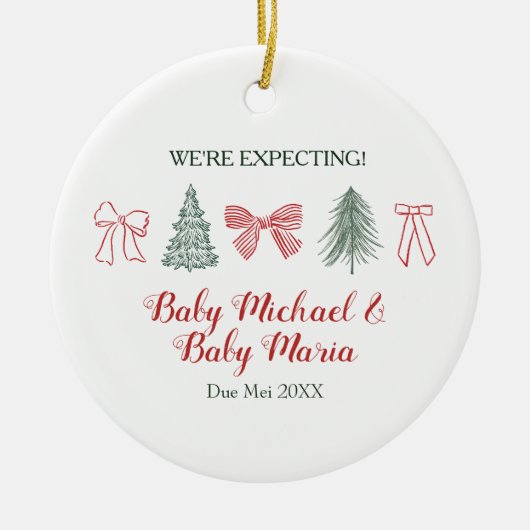 Minimalist Bow and Tree We're Expecting Parents Keramisch Ornament (Voorkant)