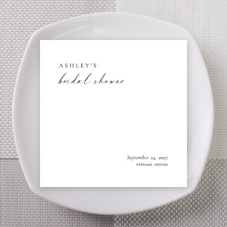 Minimalist Bridal Shower Napkins | Modern Elegant Servet